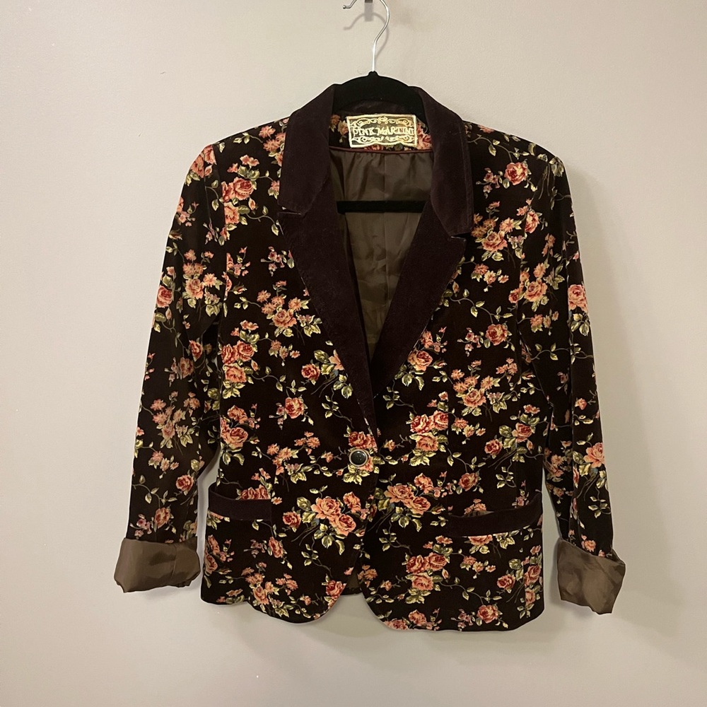 Velvet Pink Martini flower patterned blazer
